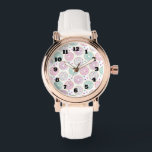 Montre Motif mignon de beigne coloré<br><div class="desc">Une montre avec un motif délicieusement amusant. Illustration de beignets rose et vert pastel avec arrosage et givrage.</div>