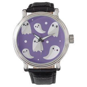 Montre Motif mignon pourpre de fantôme de Halloween