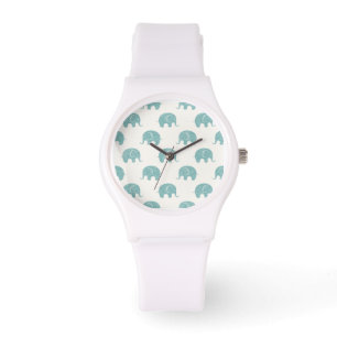 Montre Motif mignon turquoise d'éléphant
