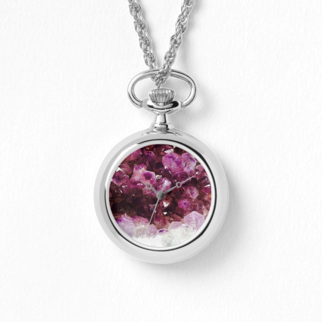Montre Motif minéral moderne chic mauve améthyste (Recto)