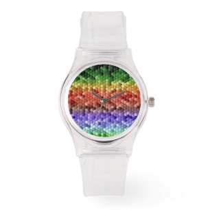 Montre Motif mosaïque arc-en-ciel