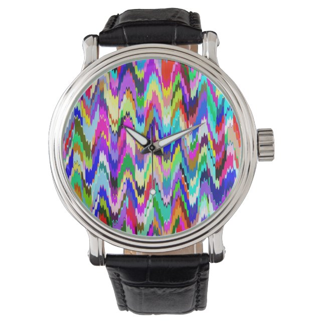 Montre Motif mosaïque multicolore Abstrait (devant)