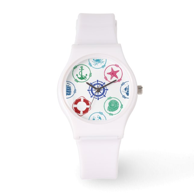 Montre Motif nautique coloré (Recto)
