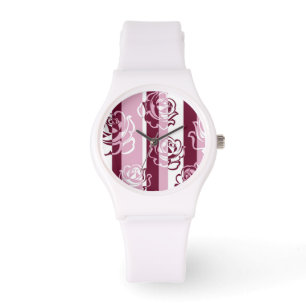 Montre Motif rayé avec des roses