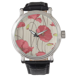 Montre Motif Retro Poppies