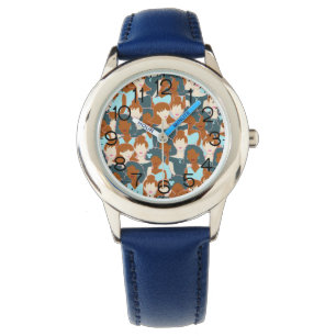 Montre Motif sans couture avec des filles noires et des f