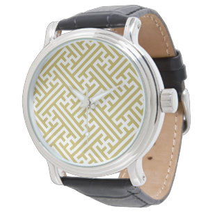 Montre Motif Sayagata, Japonais, Or et Blanc