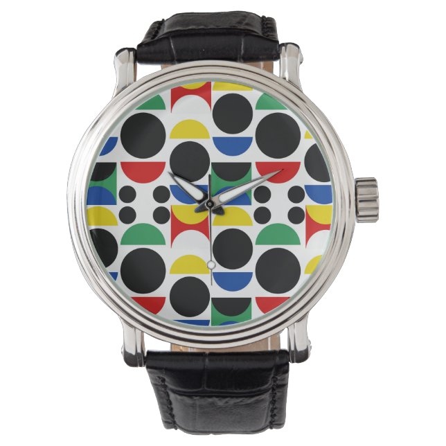 Montre Motif scandinave du Bauhaus du milieu du siècle (devant)