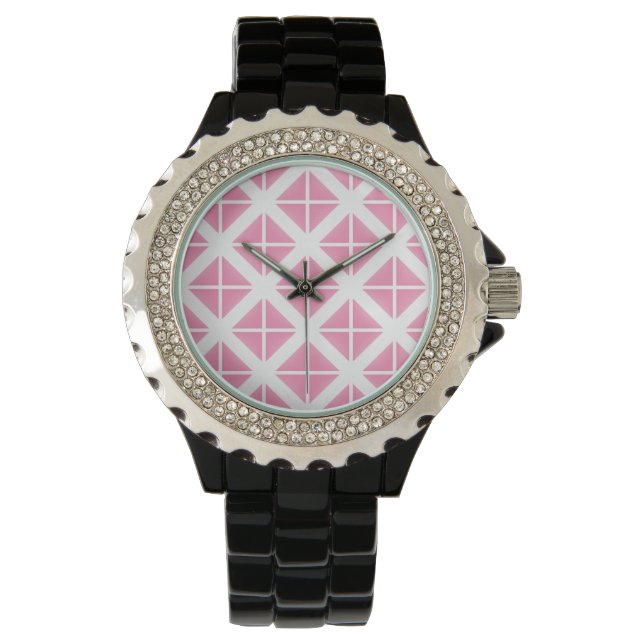 Montre Motif triangle rose tendance (devant)
