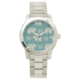 Montre Motif turquoise de caravane d'éléphant