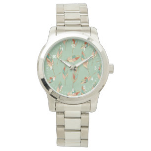 Montre Motif vert de plume d'étape   de Geo de sud-ouest