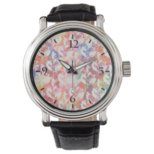 Montre Motifs de feuilles abstraits colorés mignons