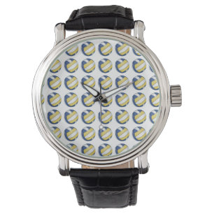 Montre Motifs de volley-ball bleu et jaune