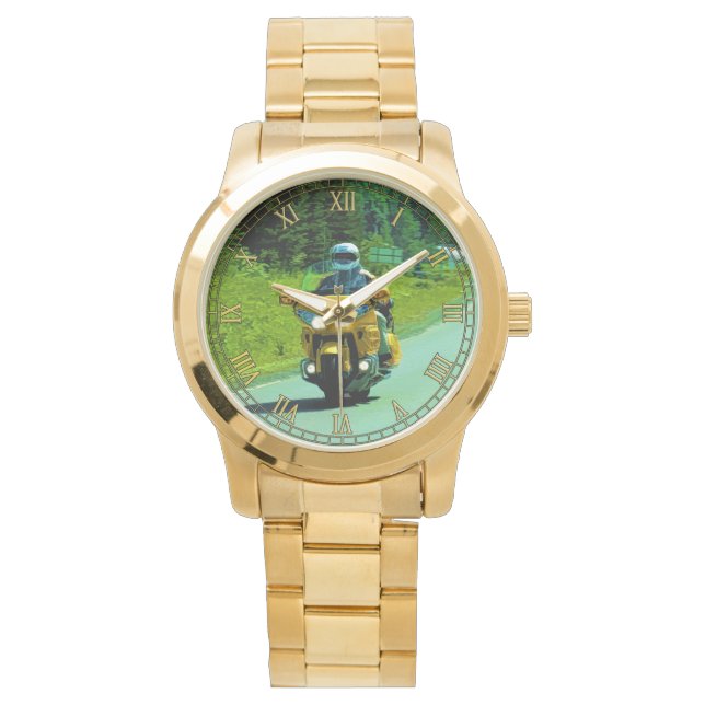 Montre Motocyclette jaune sur l'autoroute #Guetteur cadea (devant)
