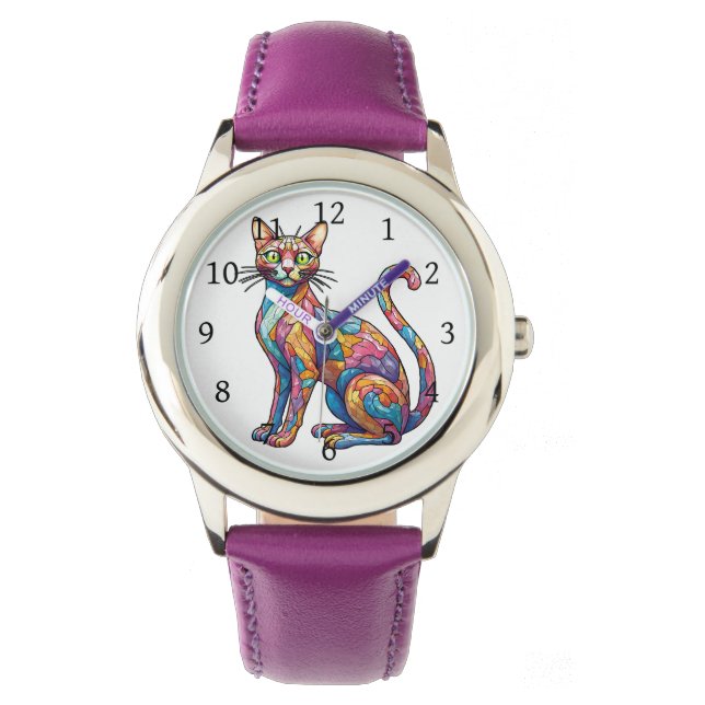 Montre Multicolor Mosaic drôle Chat 756 (devant)