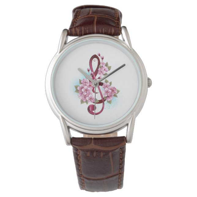 Montre Musical treble clef notes with sakura flowers (devant)