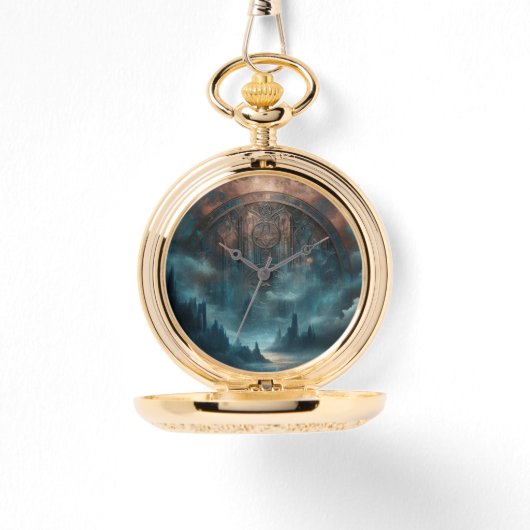 Montre Mystic Gothic Steampunk Art - Blue Copper Patina (Recto)