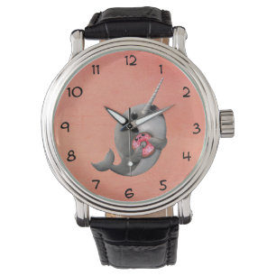 Montre Narwhal timide avec le beignet