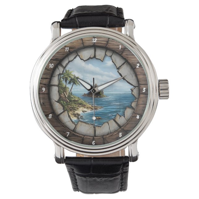 Montre Nautical Window Island Escape Rustic Coastal (devant)