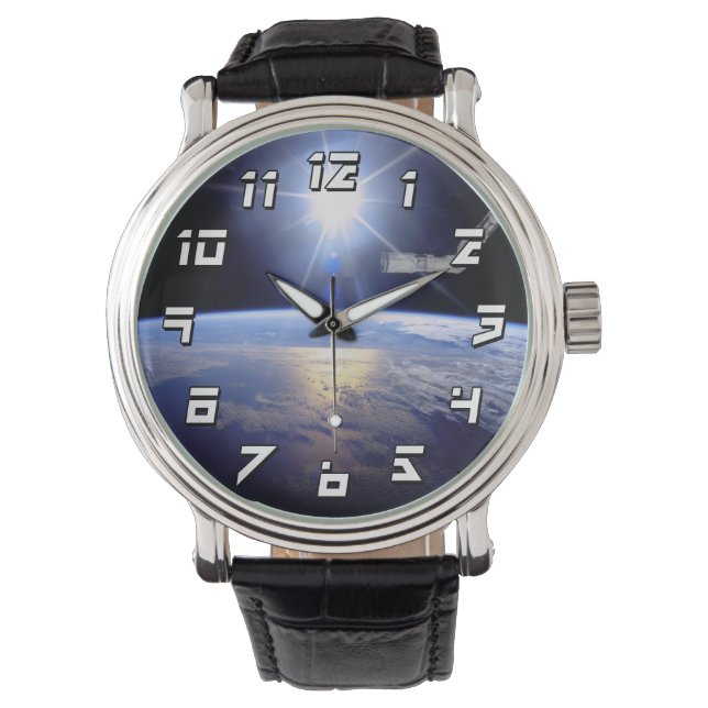Montre Navette spatiale Robot Arm Terre Orbite Sunburst (devant)