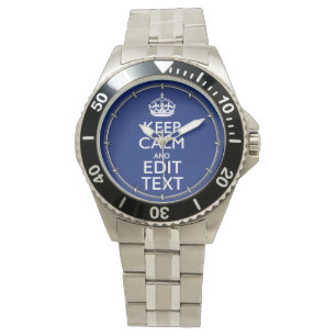 Montre Navy Blue Restez Calme Et Ayez Votre Texte