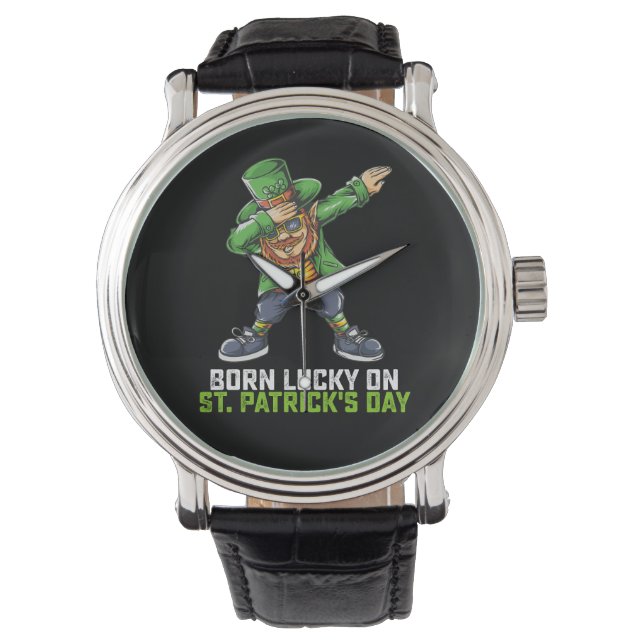 Montre Né Lucky Sur St Patrick's Day Dabbing Birthday (devant)