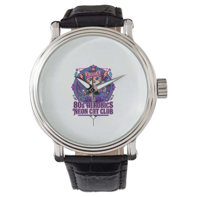 Montre Néon de chat d'aérobic des années 80 - Conception  (devant)