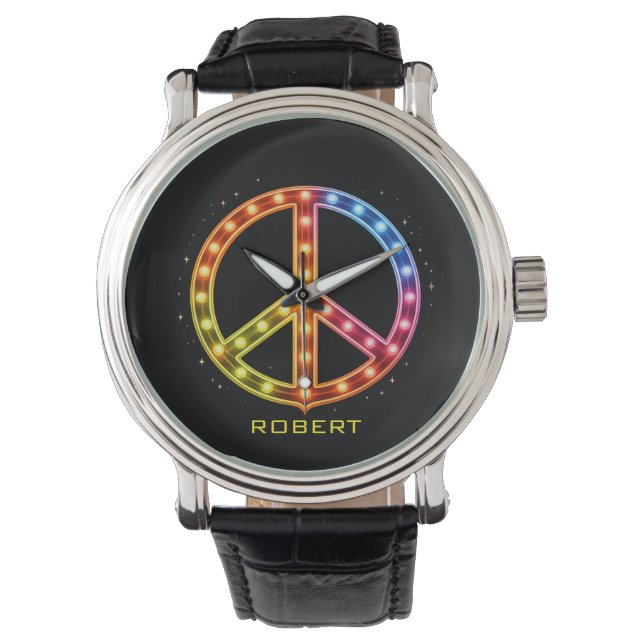 Montre Neon Lights Peace Sign Unisex (devant)