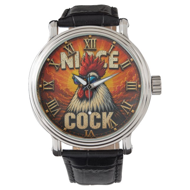 Montre Nice Funny Rooster  Rustic Farmhouse Chicken  (devant)