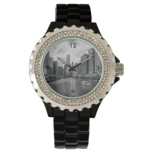 Montre Niveaux De Gris De La Rivière Chicago Et De La To