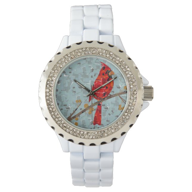 Montre Noël Cardinal oiseau collage (devant)