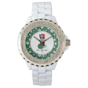 Montre Noël Père Noël Boston Terrier (noir) mignonne
