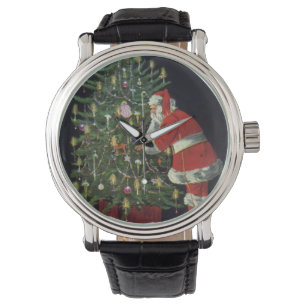 Montre Noël vintage, Père Noël avec cadeaux