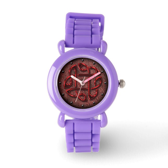 Montre Noeud céleste métallique rouge sur art numérique e (Recto)