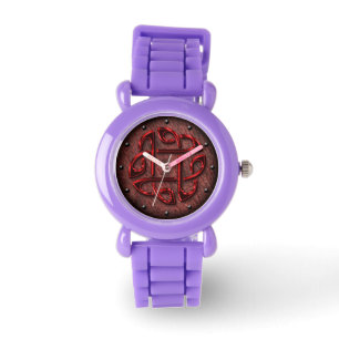 Montre Noeud celtique métallique rouge sur l'art