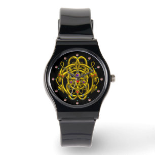 MONTRE NOEUDS CELTIQUES D'OR AVEC DRAGONS DOUCES