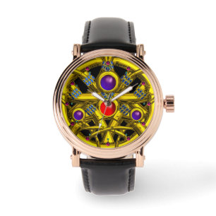 MONTRE NOEUDS EN CELTIQUE D'OR ABSTRAIT AVEC PIERRES À GA