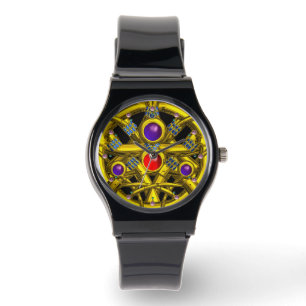 MONTRE NOEUDS EN CELTIQUE D'OR ABSTRAIT AVEC PIERRES À GA