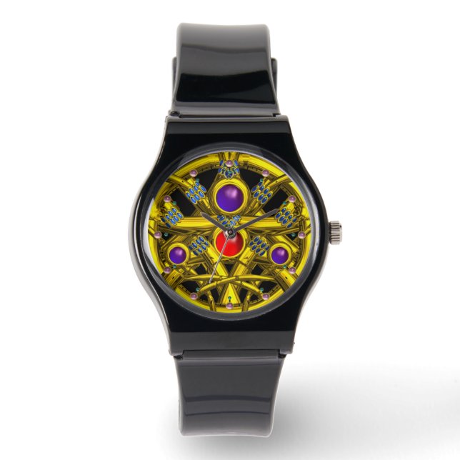 MONTRE NOEUDS EN CELTIQUE D'OR ABSTRAIT AVEC PIERRES À GA (Recto)