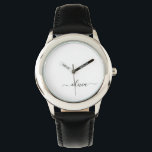 Montre Noir Blanc moderne Script Girl Monogramme Nom<br><div class="desc">Monogramme simple noir et blanc Monogramme Nom Monographie. Cela rend le cadeau parfait pour 16 ans,  mariage,  douche nuptiale,  anniversaire,  baby shower ou bachelorette pour quelqu'un qui aime le luxe glam et les styles chic.</div>