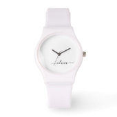 Montre Noir Blanc moderne Script Girl Monogramme Nom (Recto)