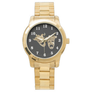 Montre Noir de masques de théâtre de comédie et de