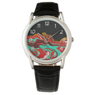 Montre Noir, Or, Bourgogne, Marbre