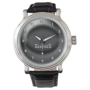 Montre - Noir orb 3D avec nom