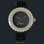 Montre Noir personnalisé tout simplement élégant<br><div class="desc">Simply Elegant Personnalisé Black Watch Un cadeau parfait pour maman,  petite amie ou femme - une belle montre au poignet noir. Pour des promenades décontractées ou une soirée,  cette montre peut être portée à n'importe quelle heure de la journée pour n'importe quelle occasion.</div>