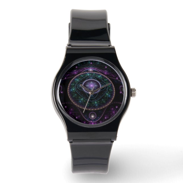 Montre Noir violet Turquoise brillant Sphère magique (Recto)