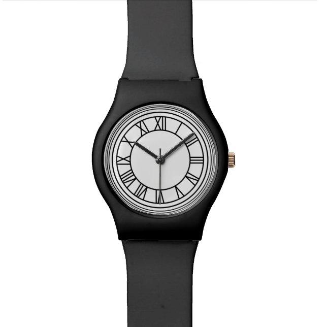 Montre noire de chiffre romain (Fermer)
