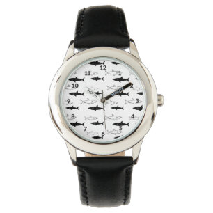 Montre noire et blanche de requin