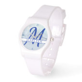 Montre Nom | Aquarelle bleu monogramme (Angle)