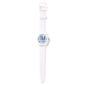 Montre Nom | Aquarelle bleu monogramme (Sangle)